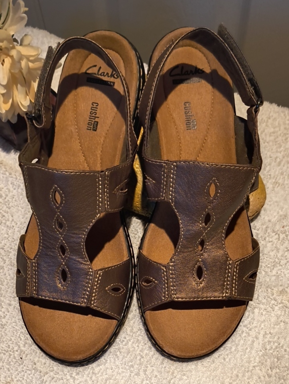 Clarks Light Bronze Shim Adjustable Slingback Sandals